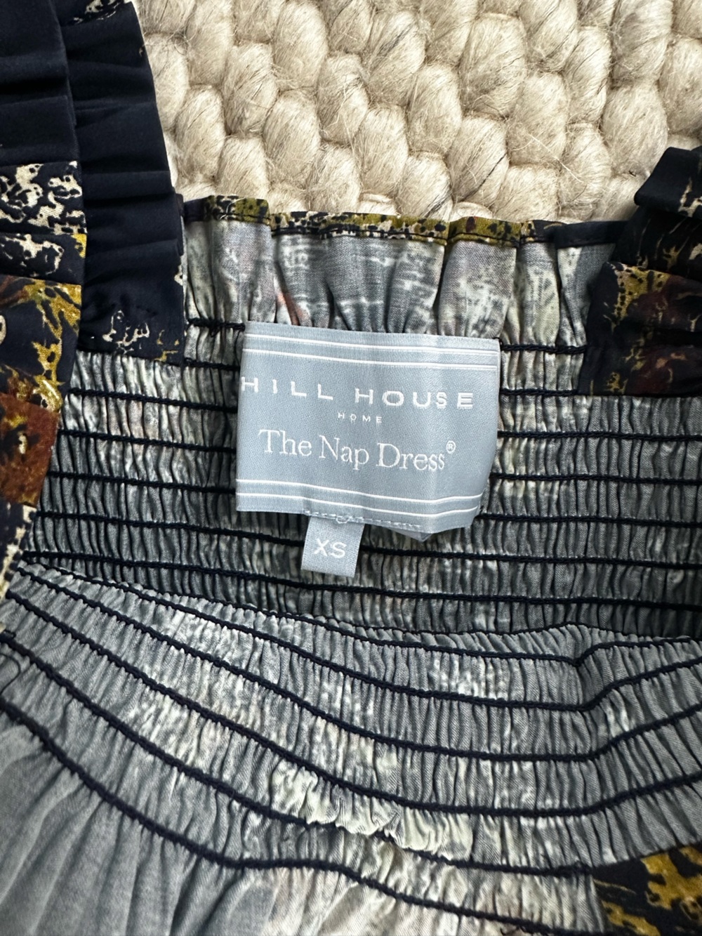 Hill House Navy Pattern Tiered Midi Dress with Smocked Bodice - Picture 6 of 8